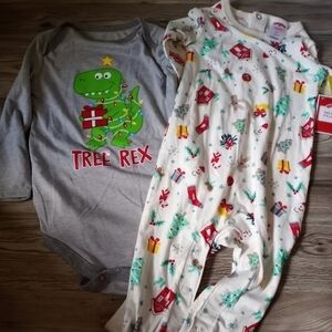 Christmas onesies 2 qty 18M